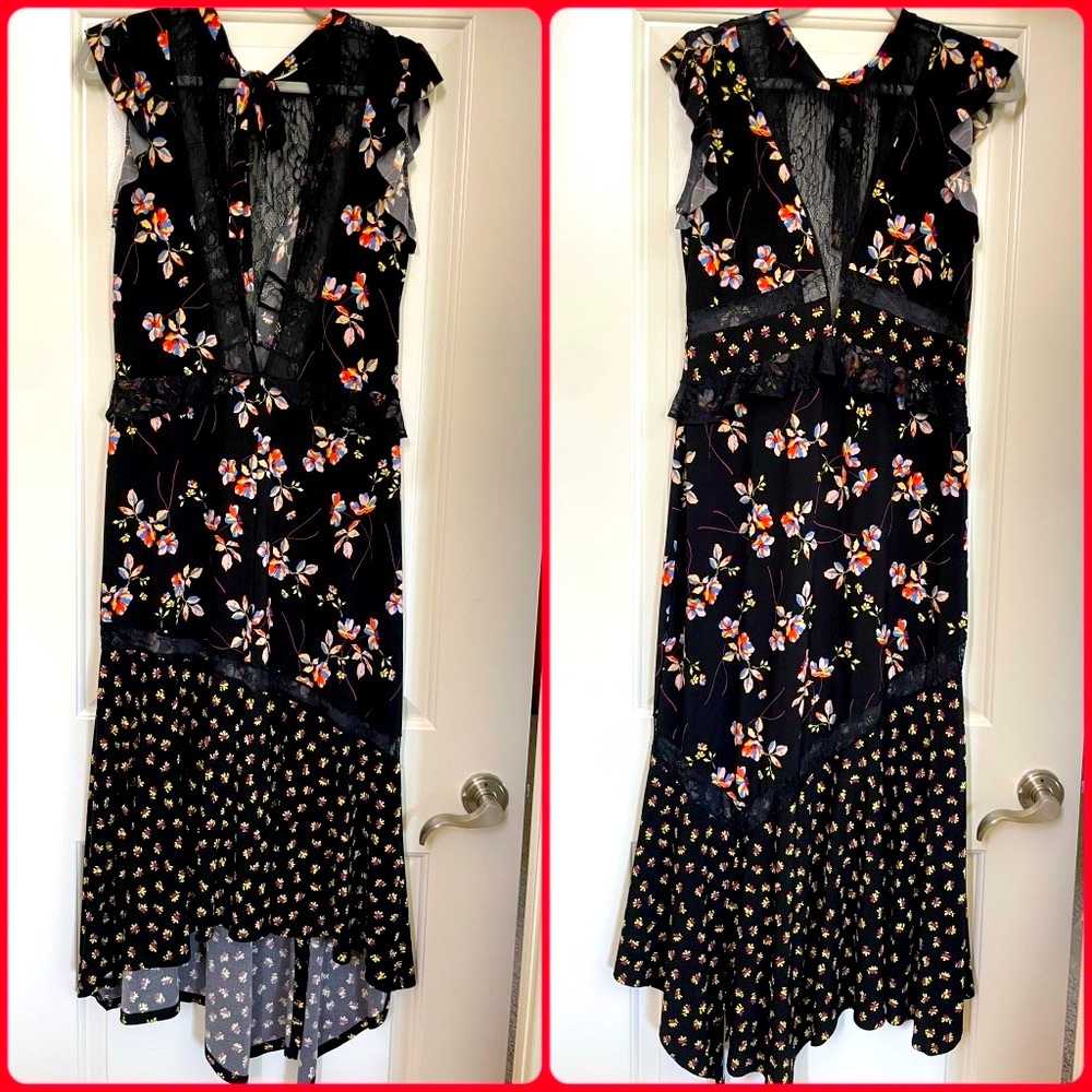 TOPSHOP Floral Maxi with Lace front Open back Dress
